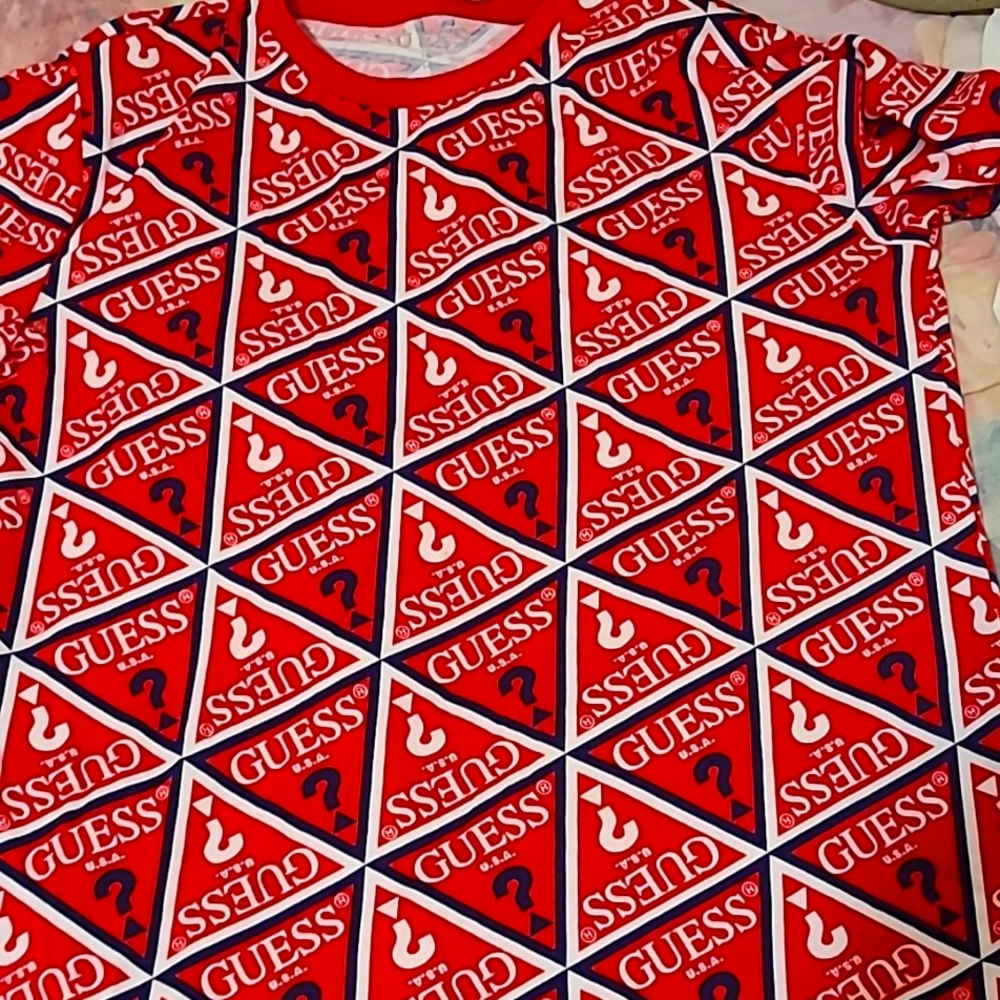 Red Guess shirt